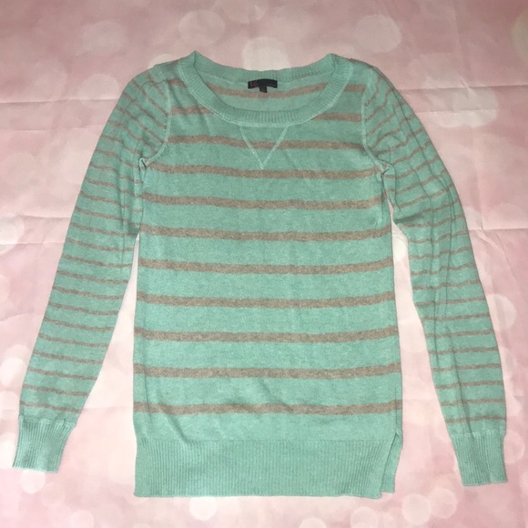 Sweaters - Mint and Gray Striped Sweater